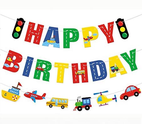 Cute Transport and Traffic Happy Birthday Jointed Banner